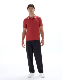 Polo slim fit stretch katoen - bruin