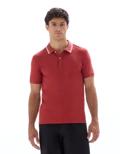 Polo slim fit stretch katoen - bruin