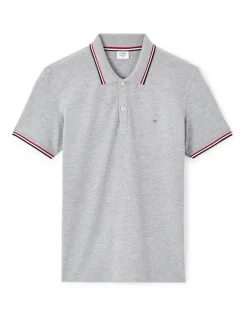 Polo slim katoen stretch - grijs