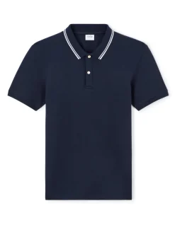 Polo slim katoen stretch - marine
