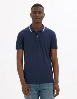 Polo slim katoen stretch - marine