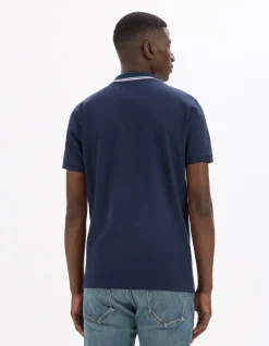 Polo slim katoen stretch - marine