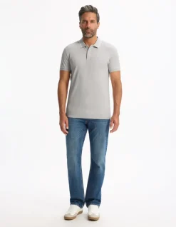 Polo slim katoen stretch - grijs