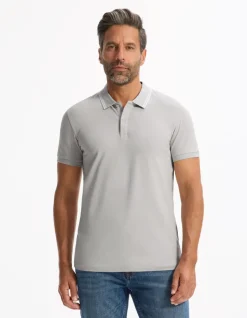 Polo slim katoen stretch - grijs