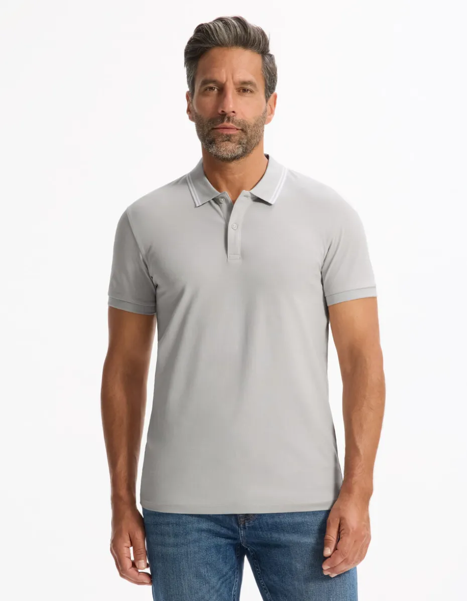 Polo slim katoen stretch - grijs