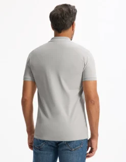 Polo slim katoen stretch - grijs