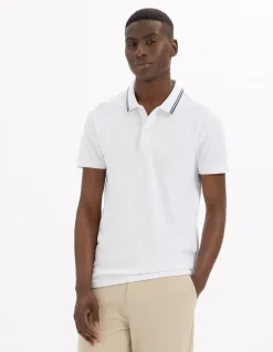 Polo slim katoen stretch - wit