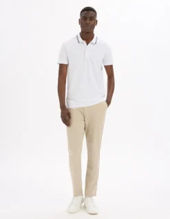 Polo slim katoen stretch - wit