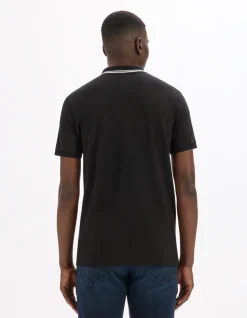 Polo slim katoen stretch - zwart