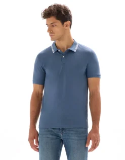 Polo slim katoen stretch - marine