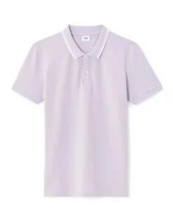 Polo slim katoen stretch - paars