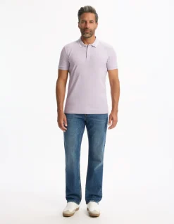 Polo slim katoen stretch - paars