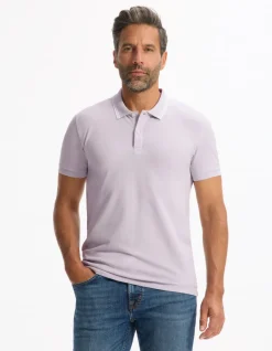 Polo slim katoen stretch - paars