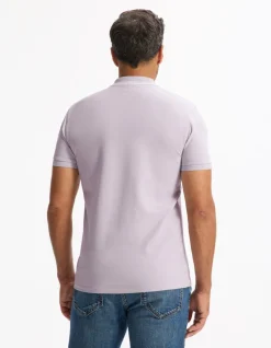 Polo slim katoen stretch - paars