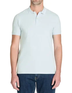 Polo slim katoen stretch - blauw