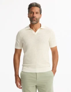 Polo slim katoenmix - beige