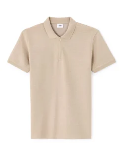 Polo slim katoenmix - beige