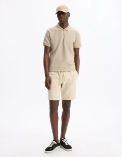 Polo slim katoenmix - beige