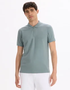 Polo slim katoenmix - groen