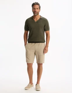 Polo slim katoenmix - kaki