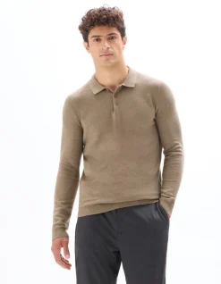 Polotrui slim fit 100% katoen - donkerbeige