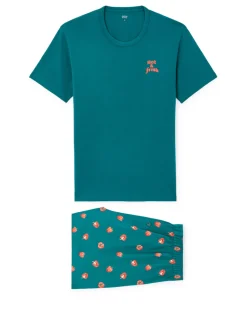 Pyjamashort 100% katoen - groen