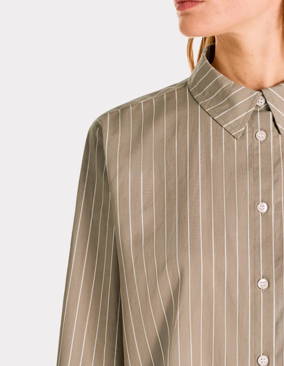 Recht gestreept katoenen overhemd - beige