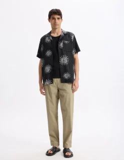 Rechtaflopende broek 100% katoen - taupe