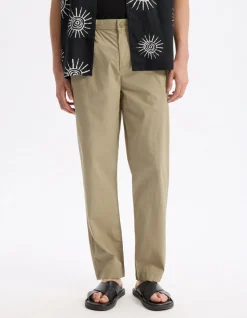 Rechtaflopende broek 100% katoen - taupe