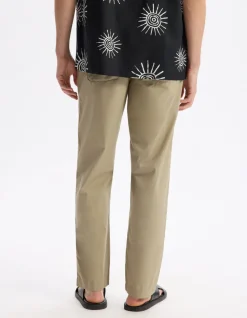 Rechtaflopende broek 100% katoen - taupe