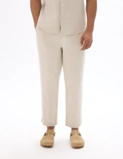 Rechtaflopende broek 100% linnen - ecru