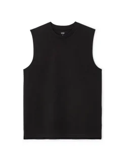 Rechtdoor gemengde katoen tanktop - zwart