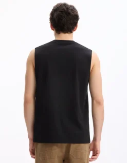 Rechtdoor gemengde katoen tanktop - zwart