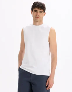Rechtdoor katoenmix tanktop - wit
