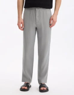 Rechtdoorlopende broek 100% linnen - grijs