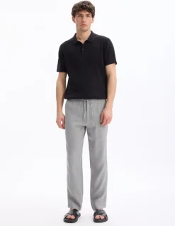 Rechtdoorlopende broek 100% linnen - grijs