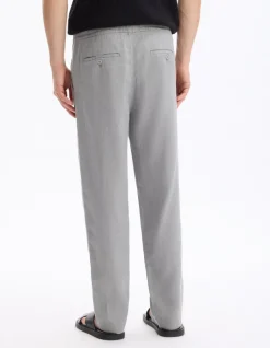 Rechtdoorlopende broek 100% linnen - grijs