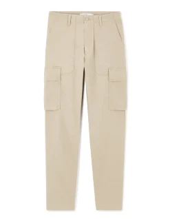 Rechte cargo broek van 100% stretch katoen - beige