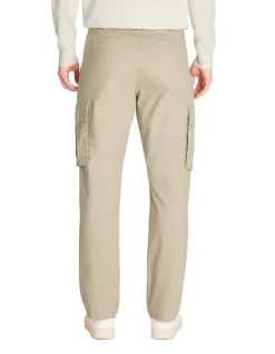Rechte cargo broek van 100% stretch katoen - beige