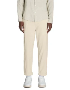 Rechte linnen en katoenen broek - beige