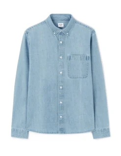 Regular casual shirt 100% katoen - blauw