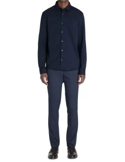 Regular casual shirt in stretch cotton - marine