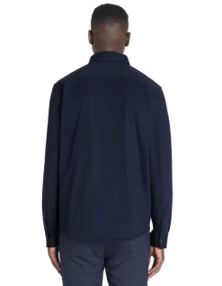 Regular casual shirt in stretch cotton - marine