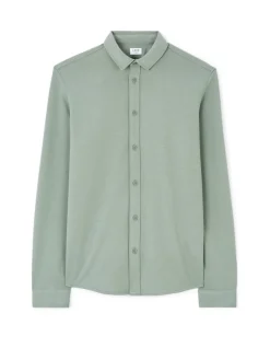 Regular casual shirt van gemengd katoen - kaki
