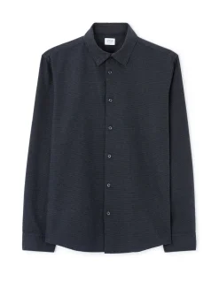 Regular chemise met micro patroon 100% katoen - marine