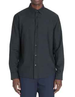 Regular chemise met micro patroon 100% katoen - marine
