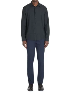 Regular chemise met micro patroon 100% katoen - marine