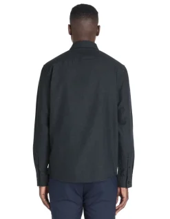 Regular chemise met micro patroon 100% katoen - marine