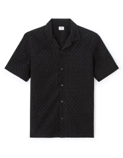 Regular fit bloes Broderie anglaise 100% katoen - zwart