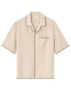 Regular fit blouse in linnen en viscose - beige